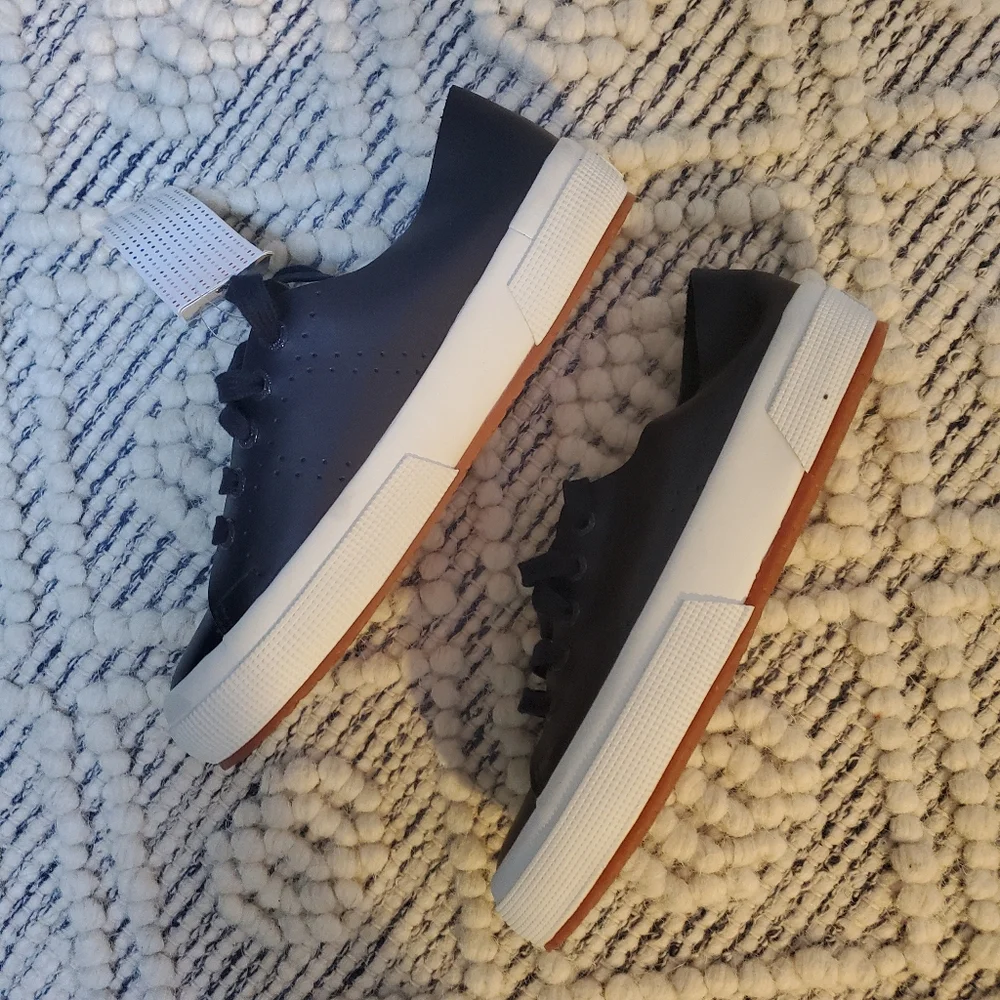Superga Leather Sneakers Trainers 2750 Navy Blue Euro 36 Women's 6 Men's 4.5